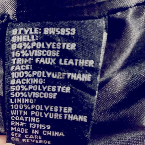 BCX, pea coat, black and white, faux leather, lightly used - Picture 7 of 7